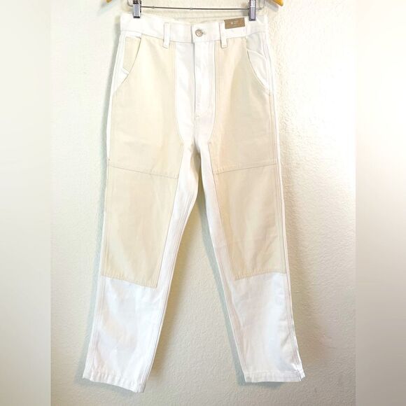 Madewell 90s Straight JeanTwo-Tone cream/white denim Workwear carpenter 27 NWT - Picture 4 of 12